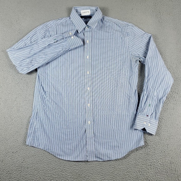 Tommy Hilfiger Other - Tommy Hilfiger Shirt Mens 16 Blue Striped Dress Button Up Long Sleeve *